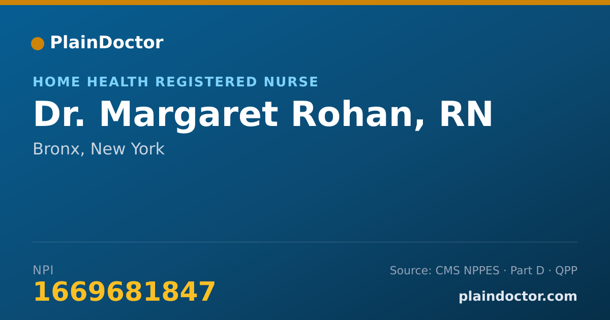 Shareable card for Margaret Rohan, RN - Home Health Registered Nurse, Bronx, NY