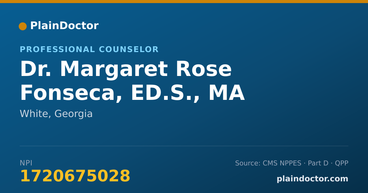 Shareable card for Margaret Rose Fonseca, ED.S., MA - Professional Counselor, White, GA