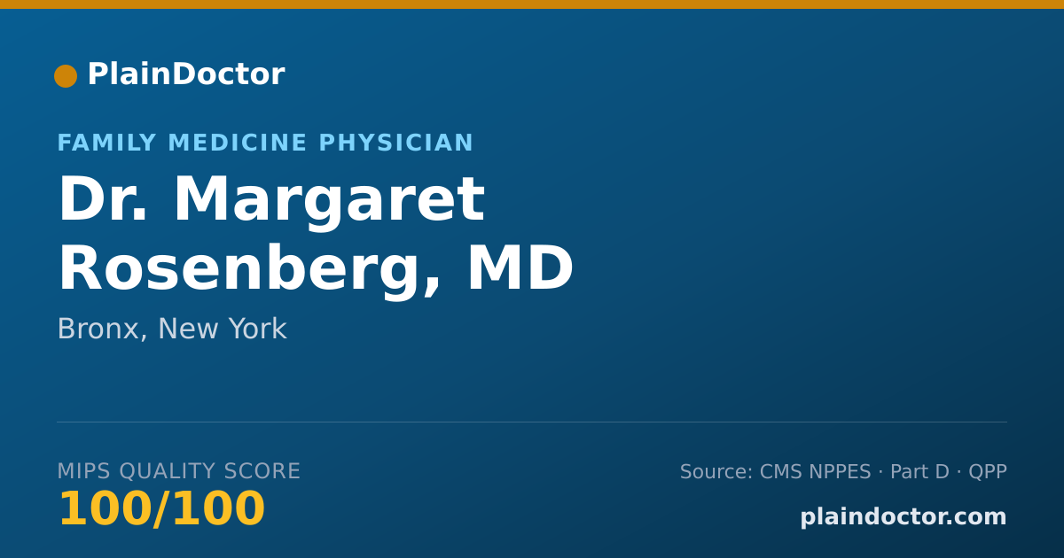 Shareable card for Margaret Rosenberg, MD - Family Medicine Physician, Bronx, NY