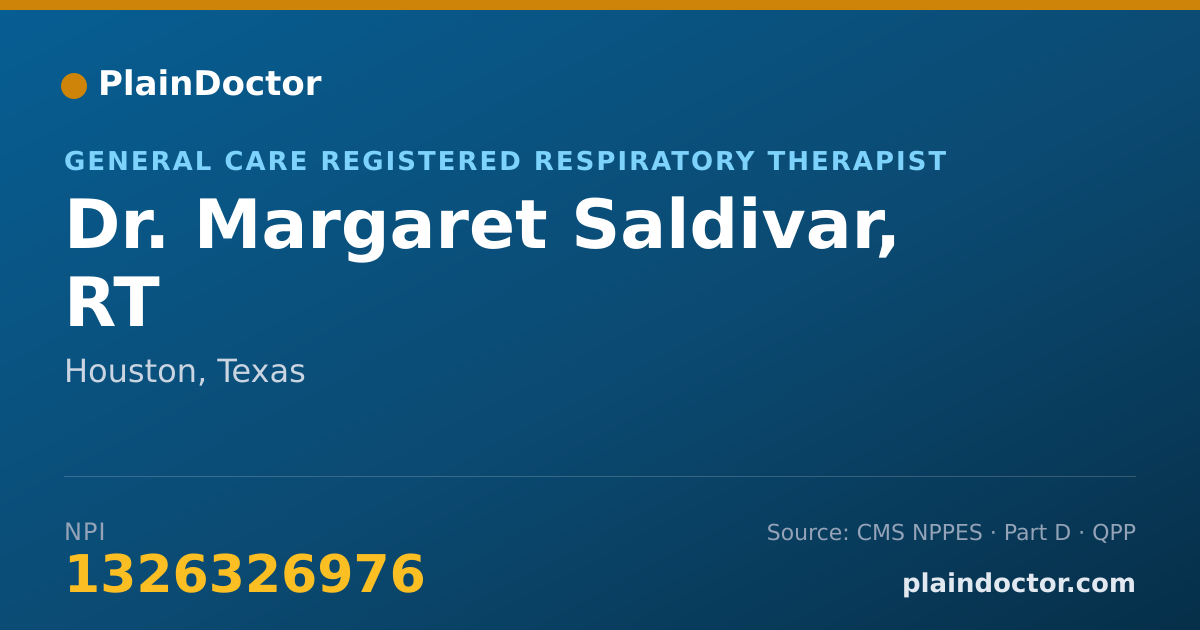 Shareable card for Margaret Saldivar, RT - General Care Registered Respiratory Therapist, Houston, TX