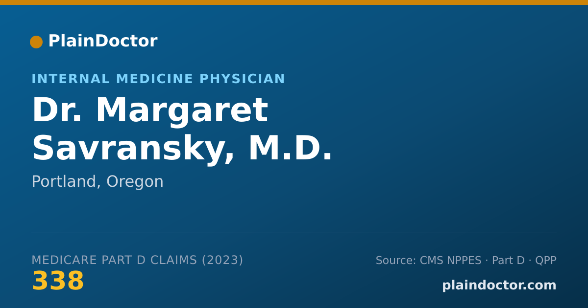 Shareable card for Margaret Savransky, M.D. - Internal Medicine Physician, Portland, OR