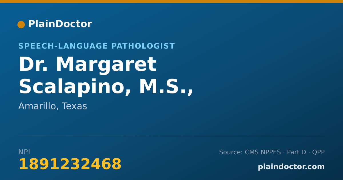 Shareable card for Margaret Scalapino, M.S., CCC-SLP - Speech-Language Pathologist, Amarillo, TX