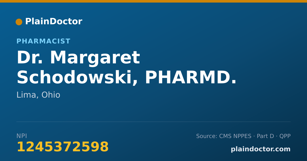 Shareable card for Margaret Schodowski, PHARMD. - Pharmacist, Lima, OH