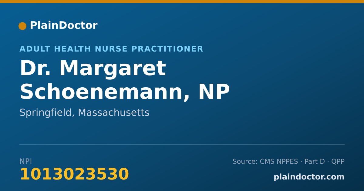Shareable card for Margaret Schoenemann, NP - Adult Health Nurse Practitioner, Springfield, MA