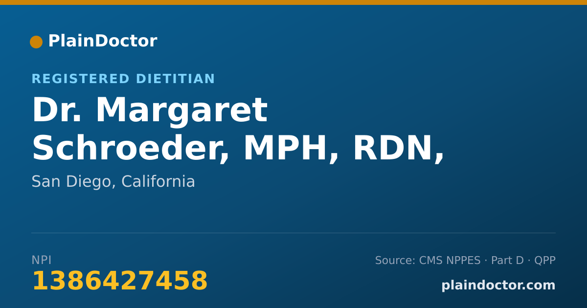 Shareable card for Margaret Schroeder, MPH, RDN, LDN - Registered Dietitian, San Diego, CA