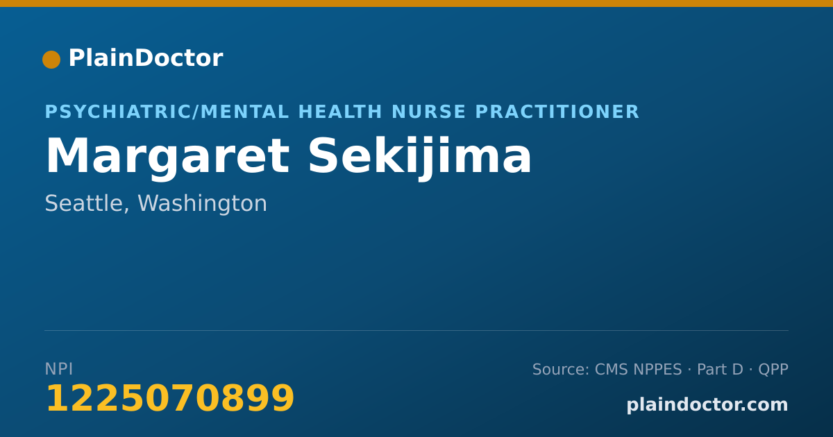 Shareable card for Margaret Sekijima - Psychiatric/Mental Health Nurse Practitioner, Seattle, WA