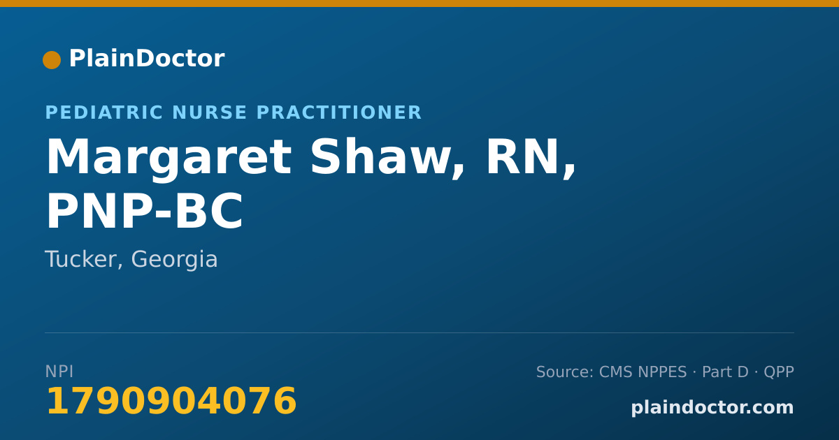Shareable card for Margaret Shaw, RN, PNP-BC - Pediatric Nurse Practitioner, Tucker, GA
