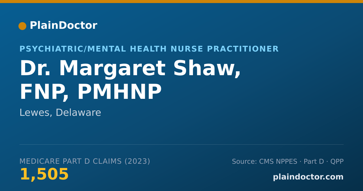 Shareable card for Margaret Shaw, FNP, PMHNP - Psychiatric/Mental Health Nurse Practitioner, Lewes, DE