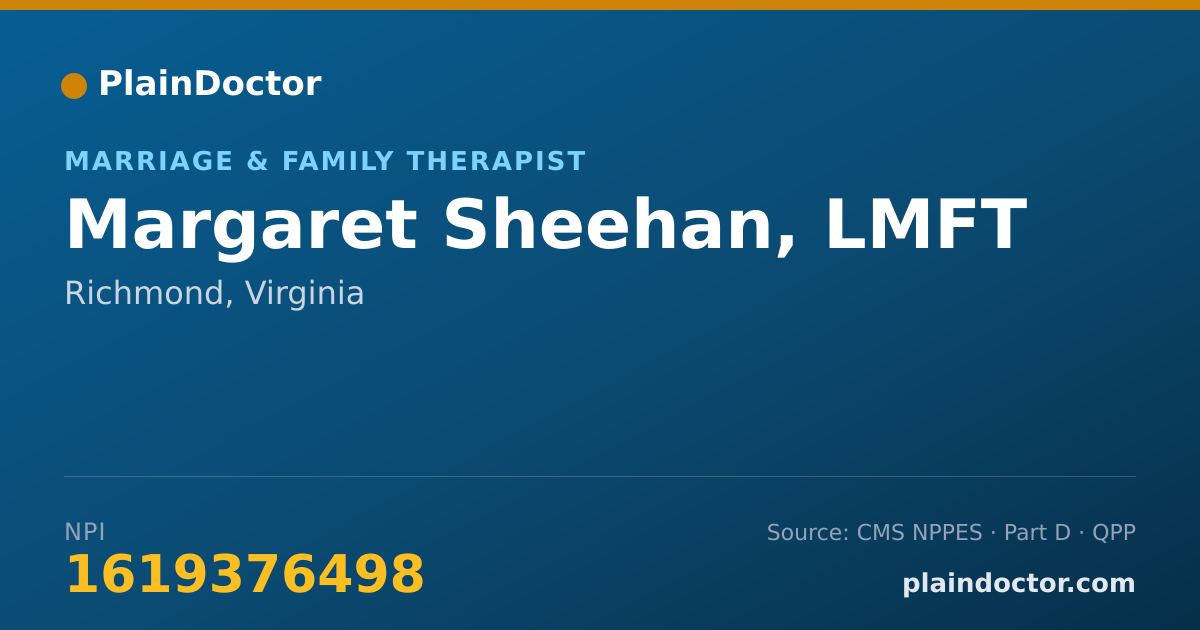 Shareable card for Margaret Sheehan, LMFT - Marriage & Family Therapist, Richmond, VA