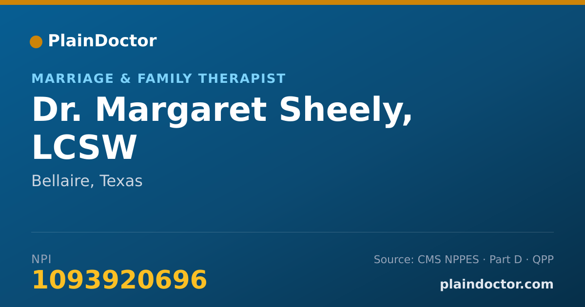 Shareable card for Margaret Sheely, LCSW - Marriage & Family Therapist, Bellaire, TX