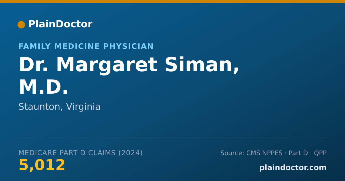 Shareable card for Margaret Siman, M.D. - Family Medicine Physician, Staunton, VA