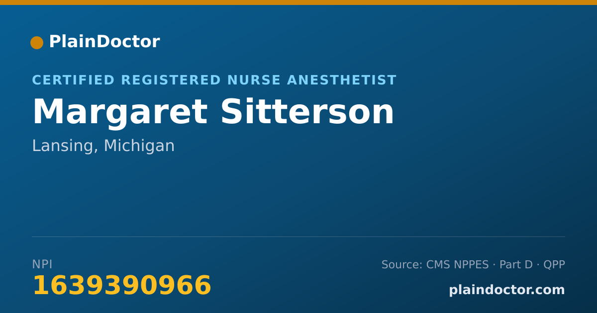 Shareable card for Margaret Sitterson - Certified Registered Nurse Anesthetist, Lansing, MI