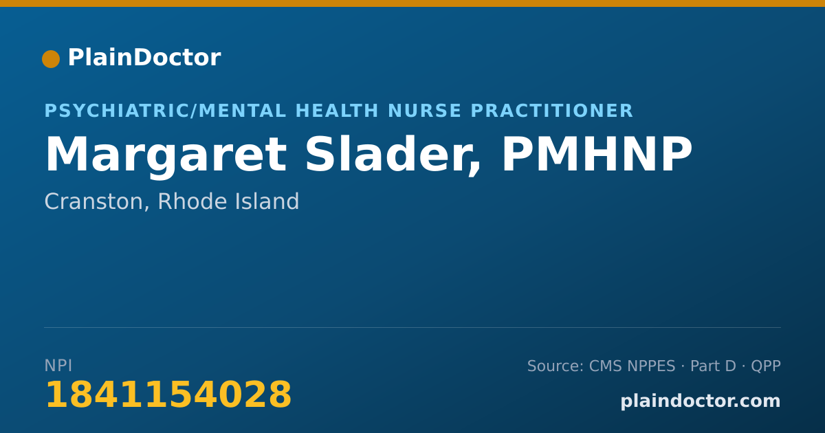 Shareable card for Margaret Slader, PMHNP - Psychiatric/Mental Health Nurse Practitioner, Cranston, RI