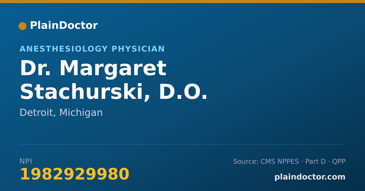 Shareable card for Margaret Stachurski, D.O. - Anesthesiology Physician, Detroit, MI
