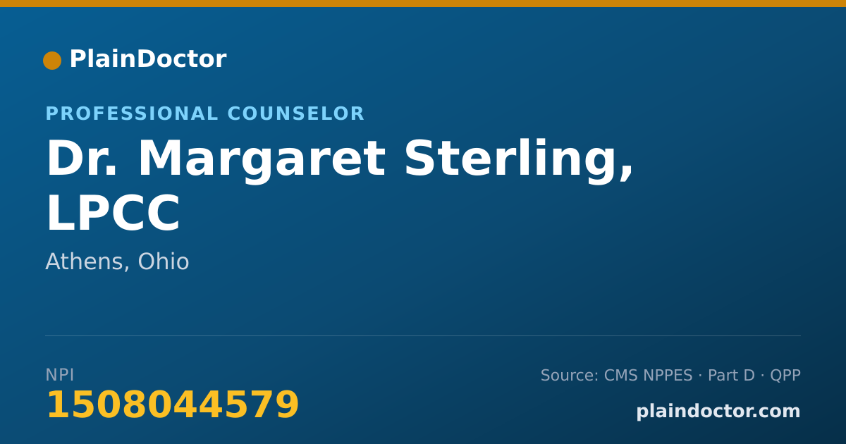 Shareable card for Margaret Sterling, LPCC - Professional Counselor, Athens, OH