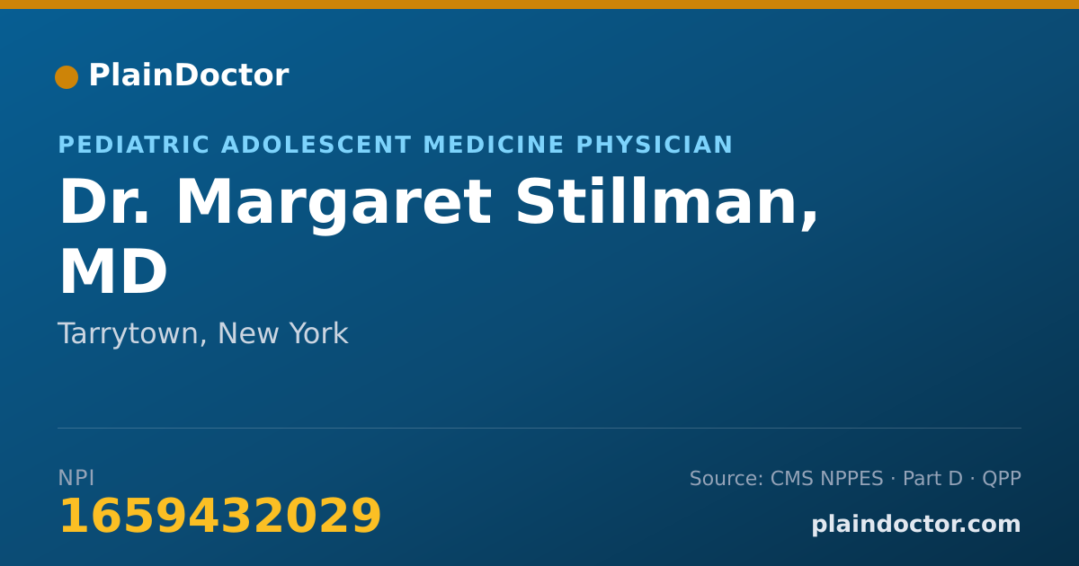 Shareable card for Margaret Stillman, MD - Pediatric Adolescent Medicine Physician, Tarrytown, NY