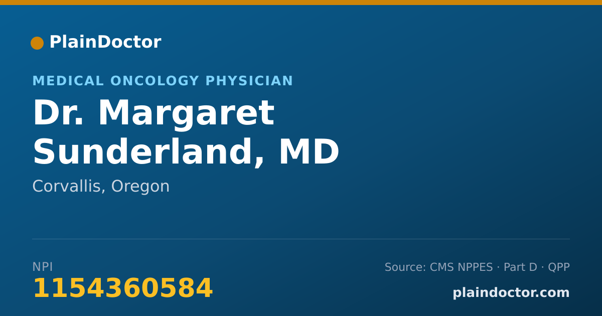 Shareable card for Margaret Sunderland, MD - Medical Oncology Physician, Corvallis, OR
