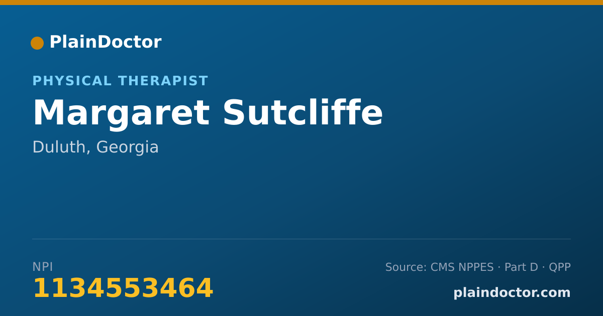Shareable card for Margaret Sutcliffe - Physical Therapist, Duluth, GA