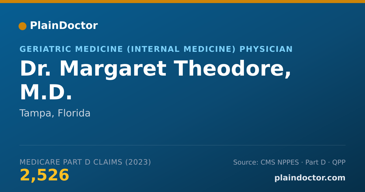 Shareable card for Margaret Theodore, M.D. - Geriatric Medicine (Internal Medicine) Physician, Tampa, FL