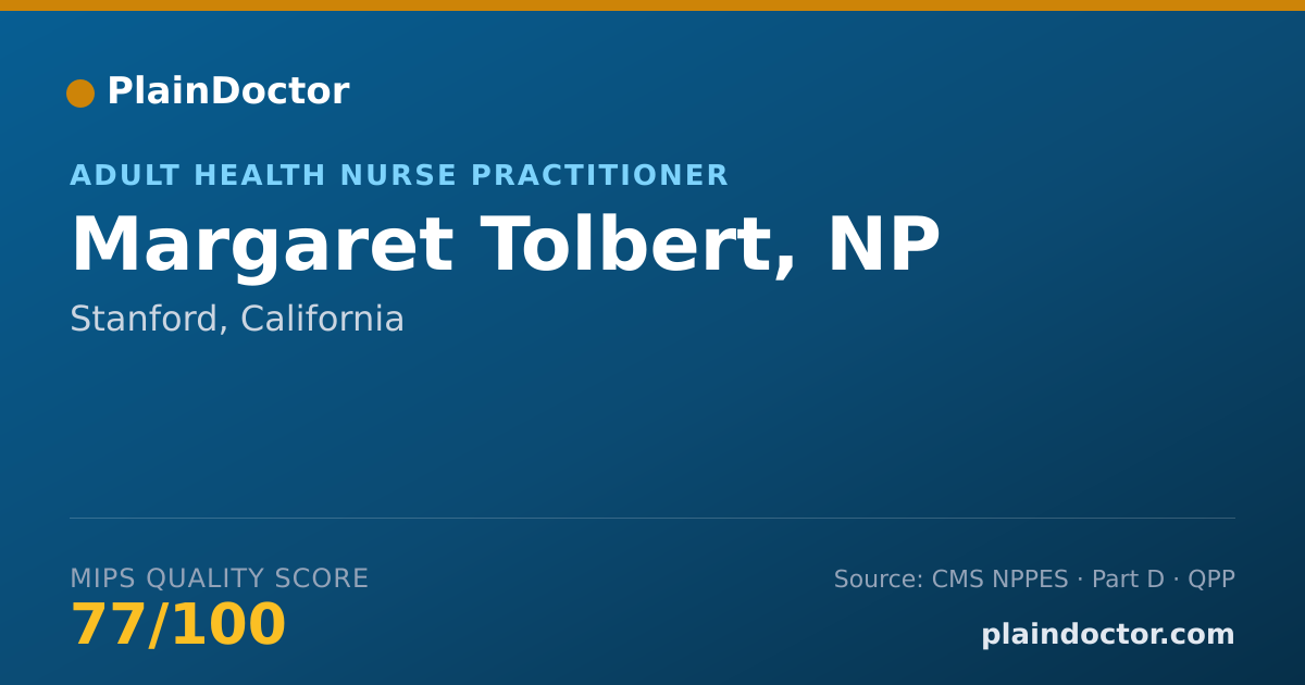 Shareable card for Margaret Tolbert, NP - Adult Health Nurse Practitioner, Stanford, CA