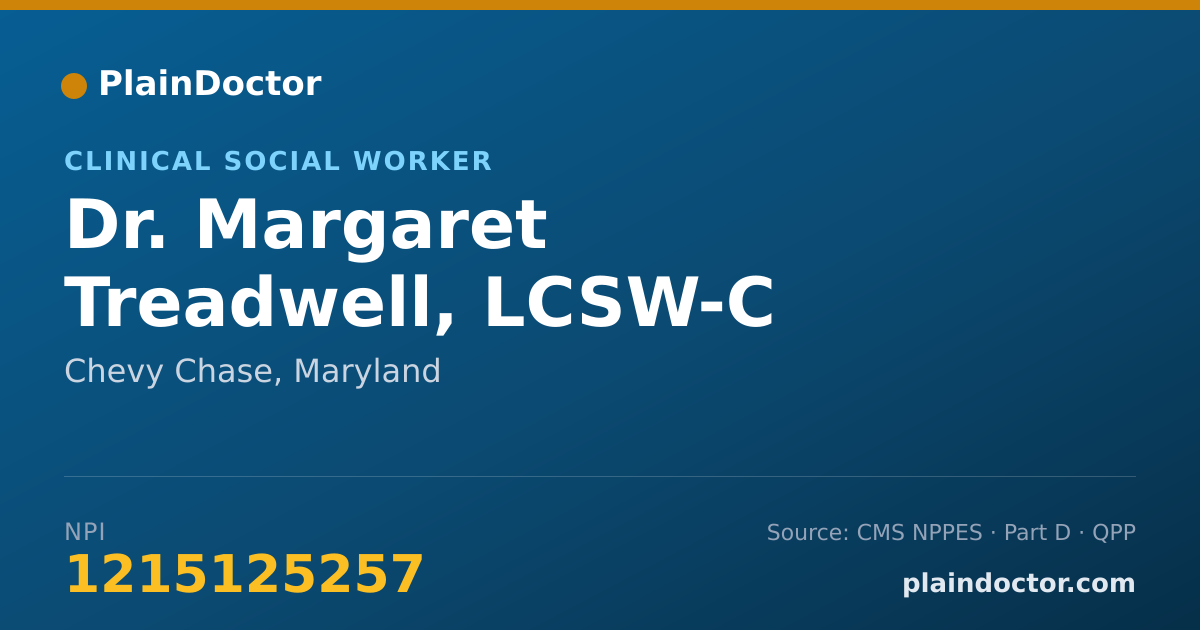 Shareable card for Margaret Treadwell, LCSW-C - Clinical Social Worker, Chevy Chase, MD