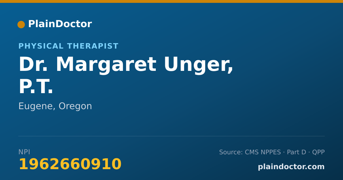 Shareable card for Margaret Unger, P.T. - Physical Therapist, Eugene, OR