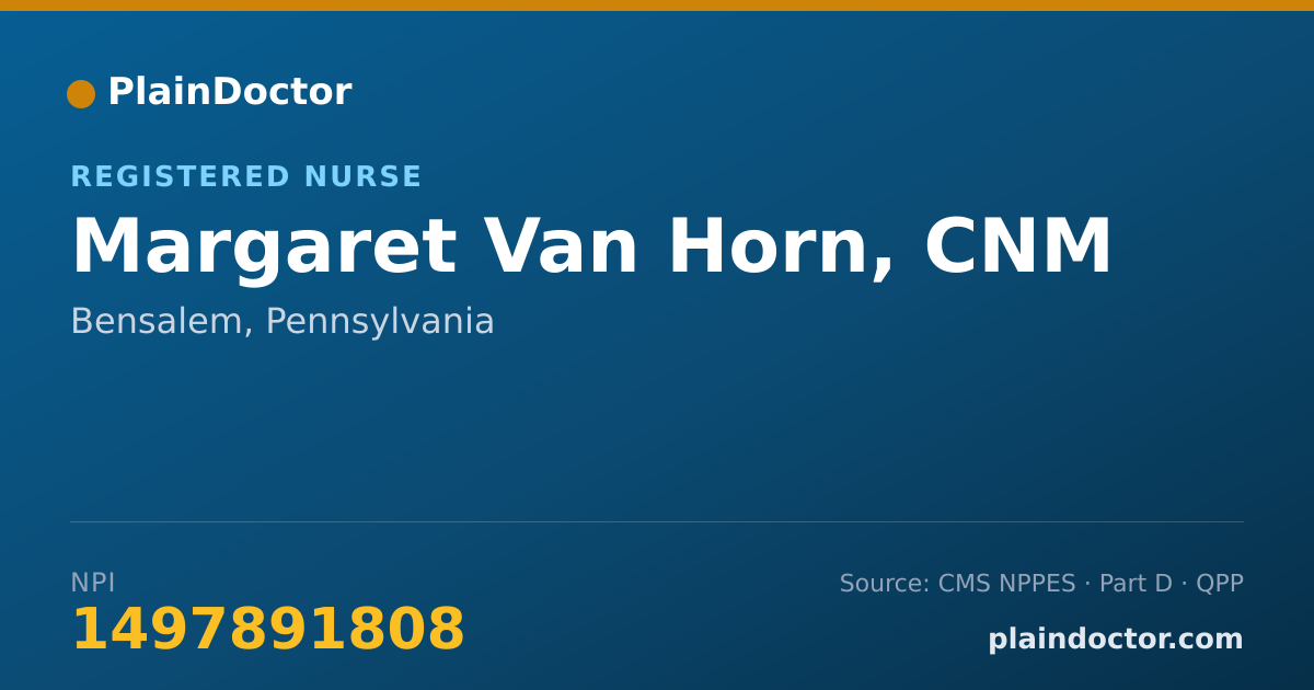 Shareable card for Margaret Van Horn, CNM - Registered Nurse, Bensalem, PA