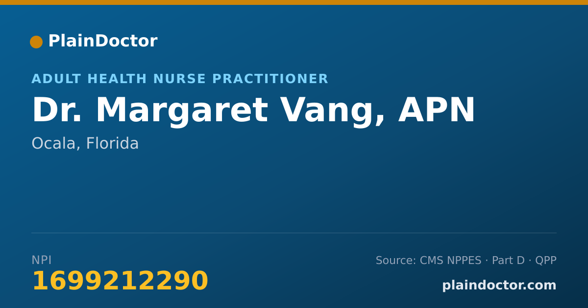 Shareable card for Margaret Vang, APN - Adult Health Nurse Practitioner, Ocala, FL