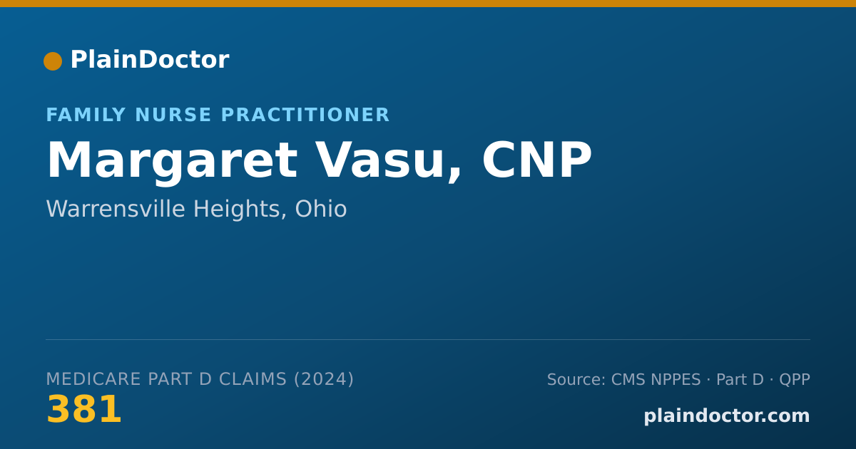 Shareable card for Margaret Vasu, CNP - Family Nurse Practitioner, Warrensville Heights, OH