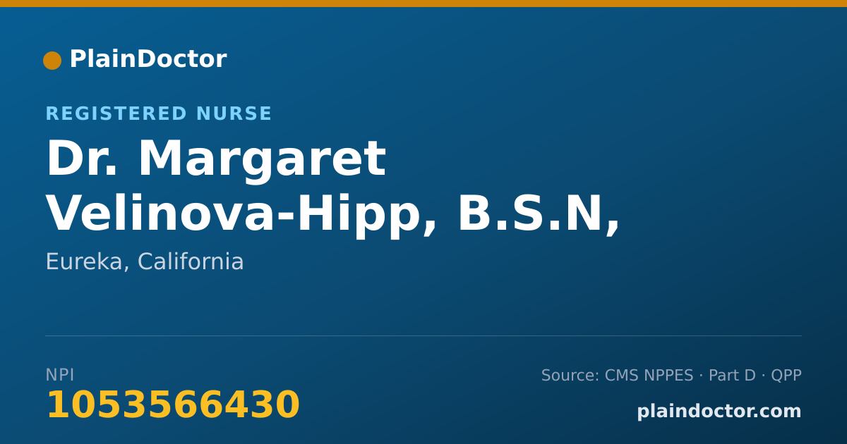 Shareable card for Margaret Velinova-Hipp, B.S.N, R.N. SENIOR P - Registered Nurse, Eureka, CA