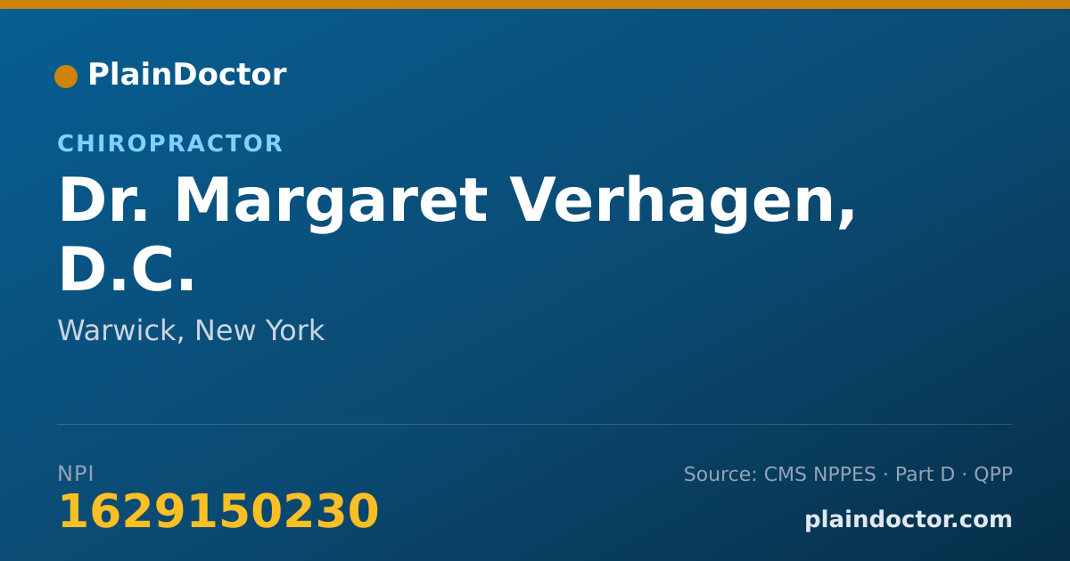 Shareable card for Margaret Verhagen, D.C. - Chiropractor, Warwick, NY
