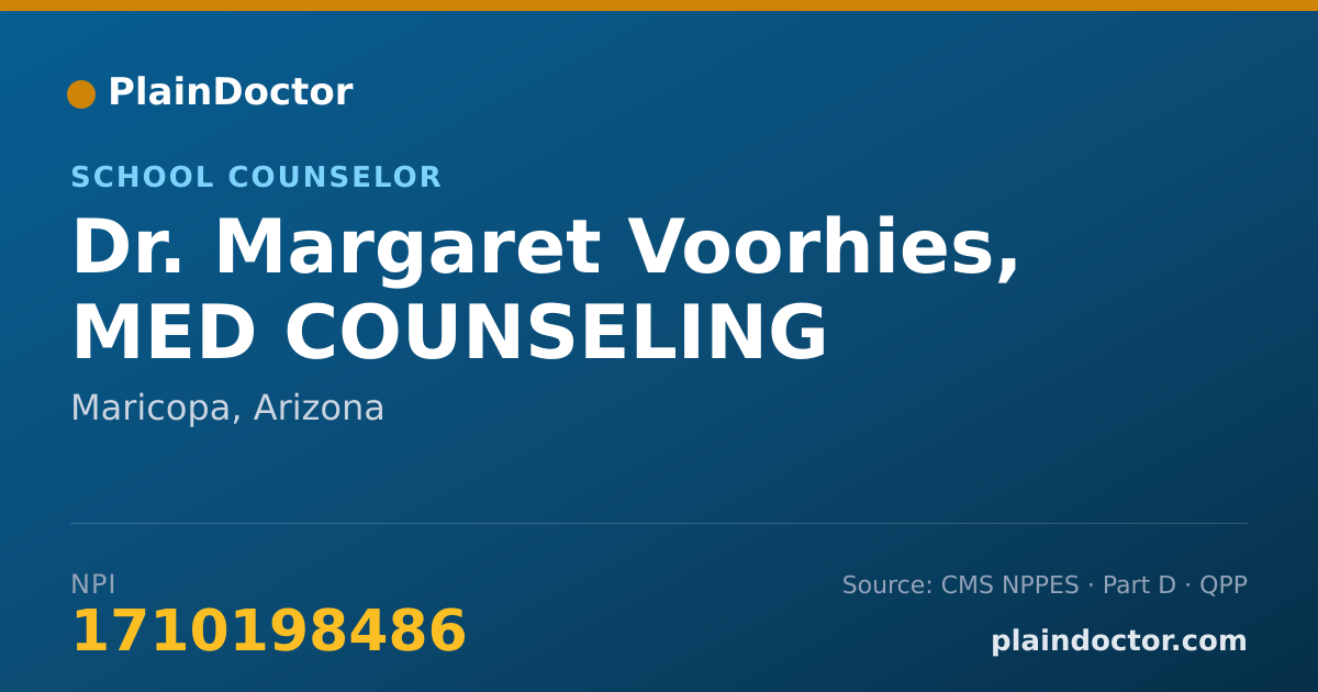 Shareable card for Margaret Voorhies, MED COUNSELING - School Counselor, Maricopa, AZ