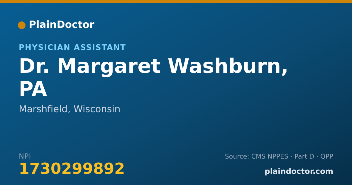 Shareable card for Margaret Washburn, PA - Physician Assistant, Marshfield, WI