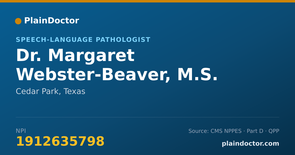 Shareable card for Margaret Webster-Beaver, M.S. CCC-SLP - Speech-Language Pathologist, Cedar Park, TX