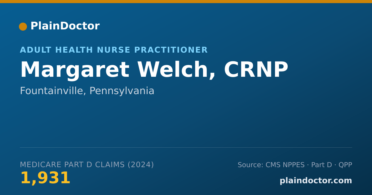Shareable card for Margaret Welch, CRNP - Adult Health Nurse Practitioner, Fountainville, PA