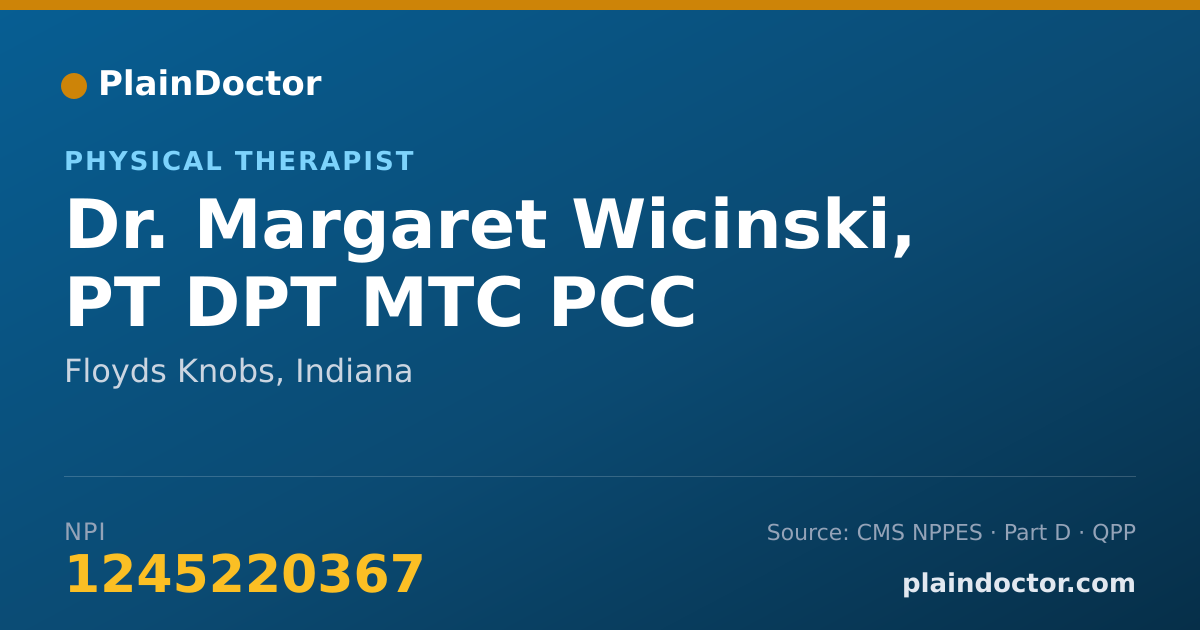 Shareable card for Margaret Wicinski, PT DPT MTC PCC - Physical Therapist, Floyds Knobs, IN