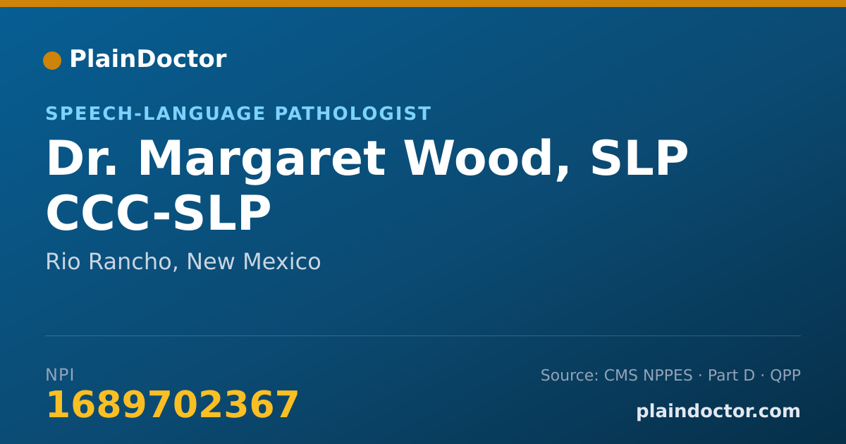 Shareable card for Margaret Wood, SLP CCC-SLP - Speech-Language Pathologist, Rio Rancho, NM