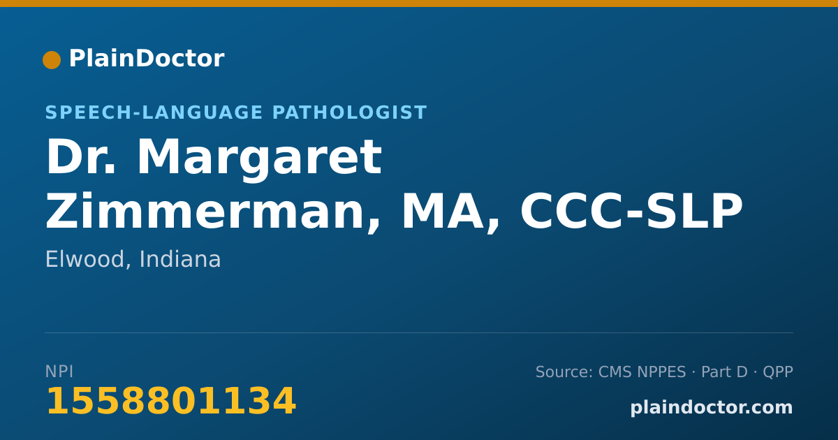 Shareable card for Margaret Zimmerman, MA, CCC-SLP - Speech-Language Pathologist, Elwood, IN