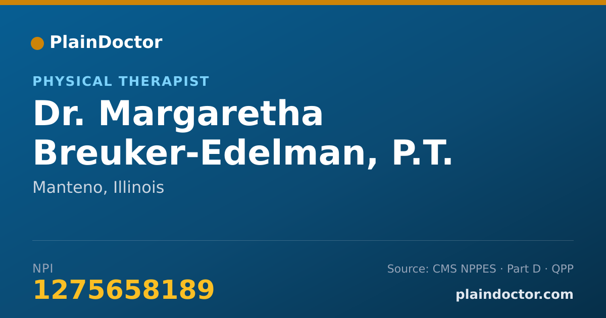 Shareable card for Margaretha Breuker-Edelman, P.T. - Physical Therapist, Manteno, IL