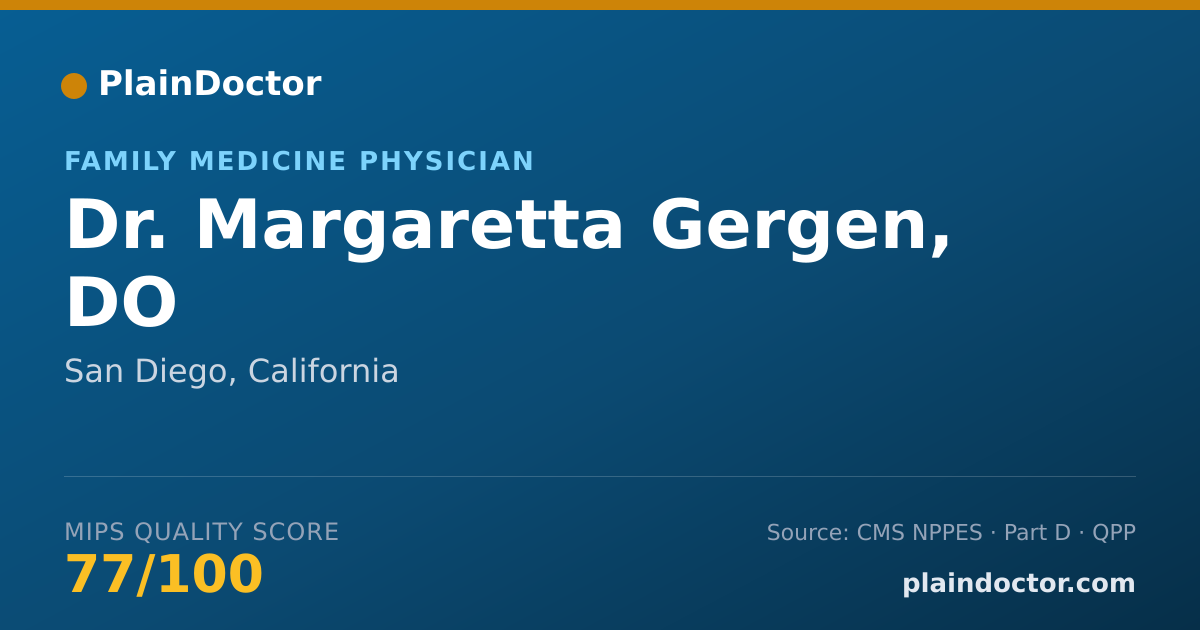 Shareable card for Margaretta Gergen, DO - Family Medicine Physician, San Diego, CA