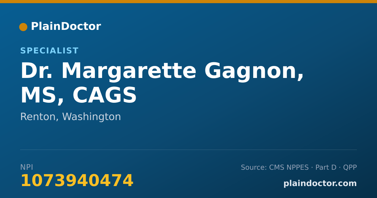 Shareable card for Margarette Gagnon, MS, CAGS - Specialist, Renton, WA