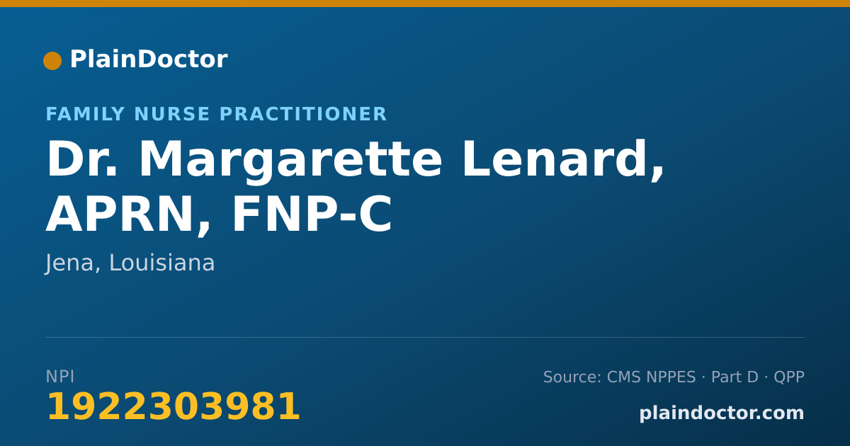 Shareable card for Margarette Lenard, APRN, FNP-C - Family Nurse Practitioner, Jena, LA