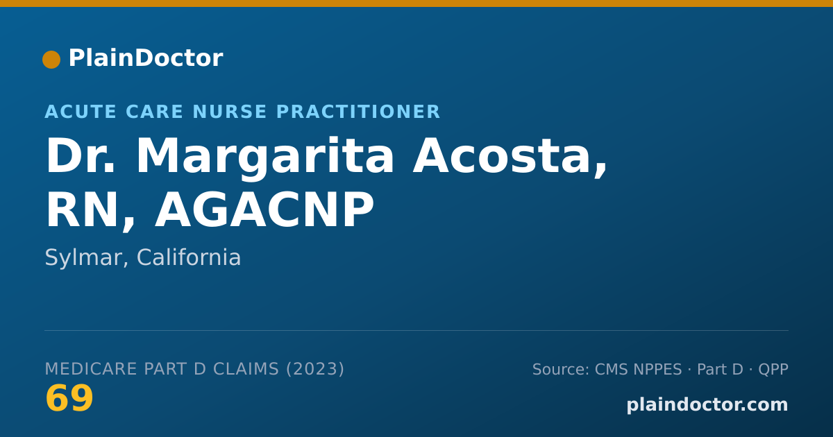 Shareable card for Margarita Acosta, RN, AGACNP - Acute Care Nurse Practitioner, Sylmar, CA