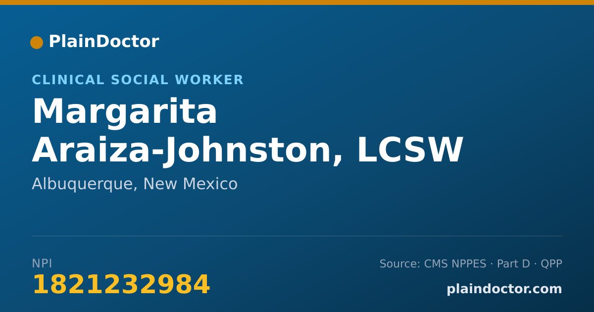 Shareable card for Margarita Araiza-Johnston, LCSW - Clinical Social Worker, Albuquerque, NM