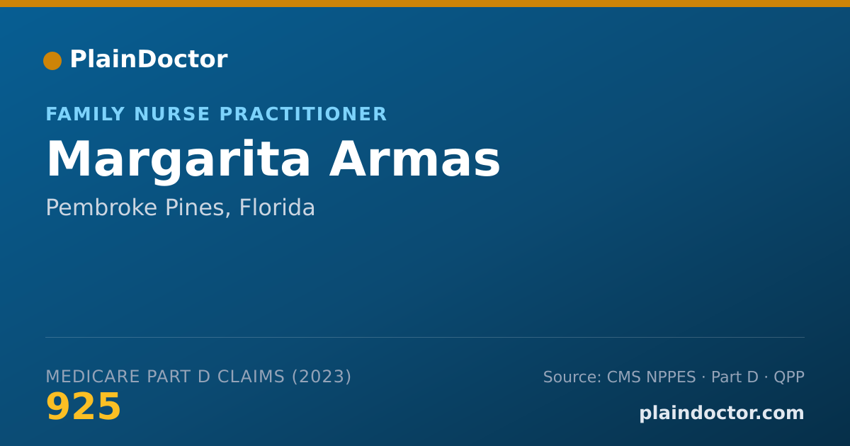Shareable card for Margarita Armas - Family Nurse Practitioner, Pembroke Pines, FL