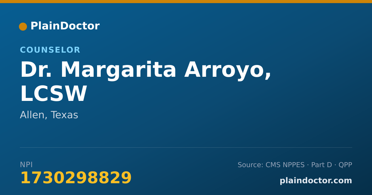 Shareable card for Margarita Arroyo, LCSW - Counselor, Allen, TX