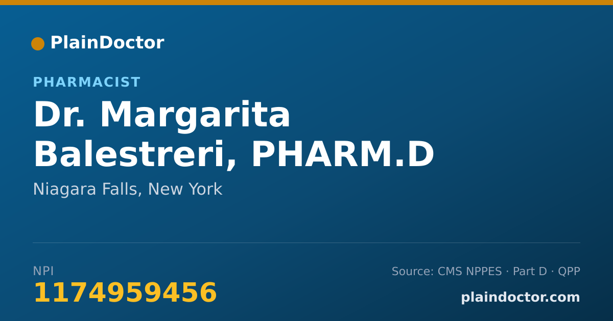 Shareable card for Margarita Balestreri, PHARM.D - Pharmacist, Niagara Falls, NY