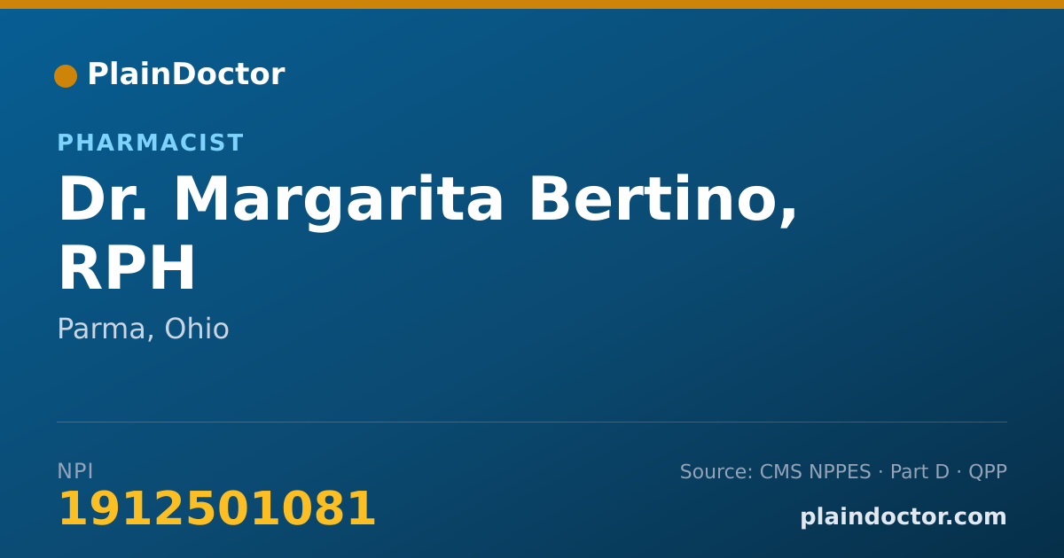 Shareable card for Margarita Bertino, RPH - Pharmacist, Parma, OH
