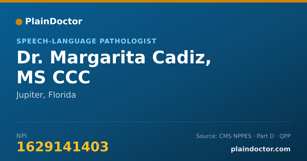 Shareable card for Margarita Cadiz, MS CCC - Speech-Language Pathologist, Jupiter, FL
