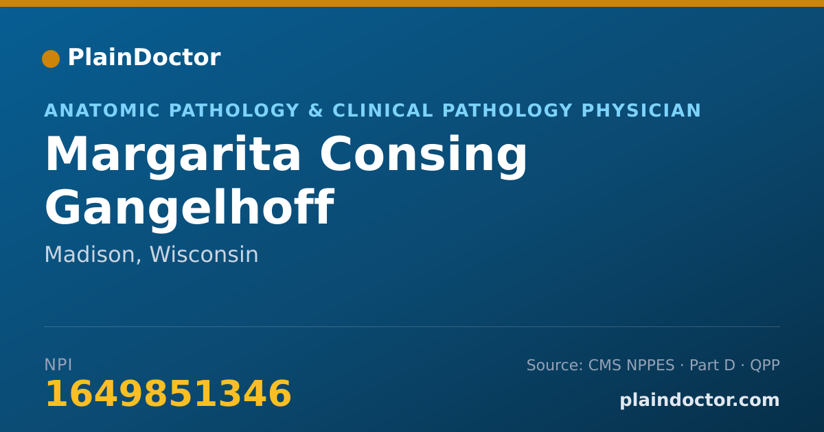Shareable card for Margarita Consing Gangelhoff - Anatomic Pathology & Clinical Pathology Physician, Madison, WI